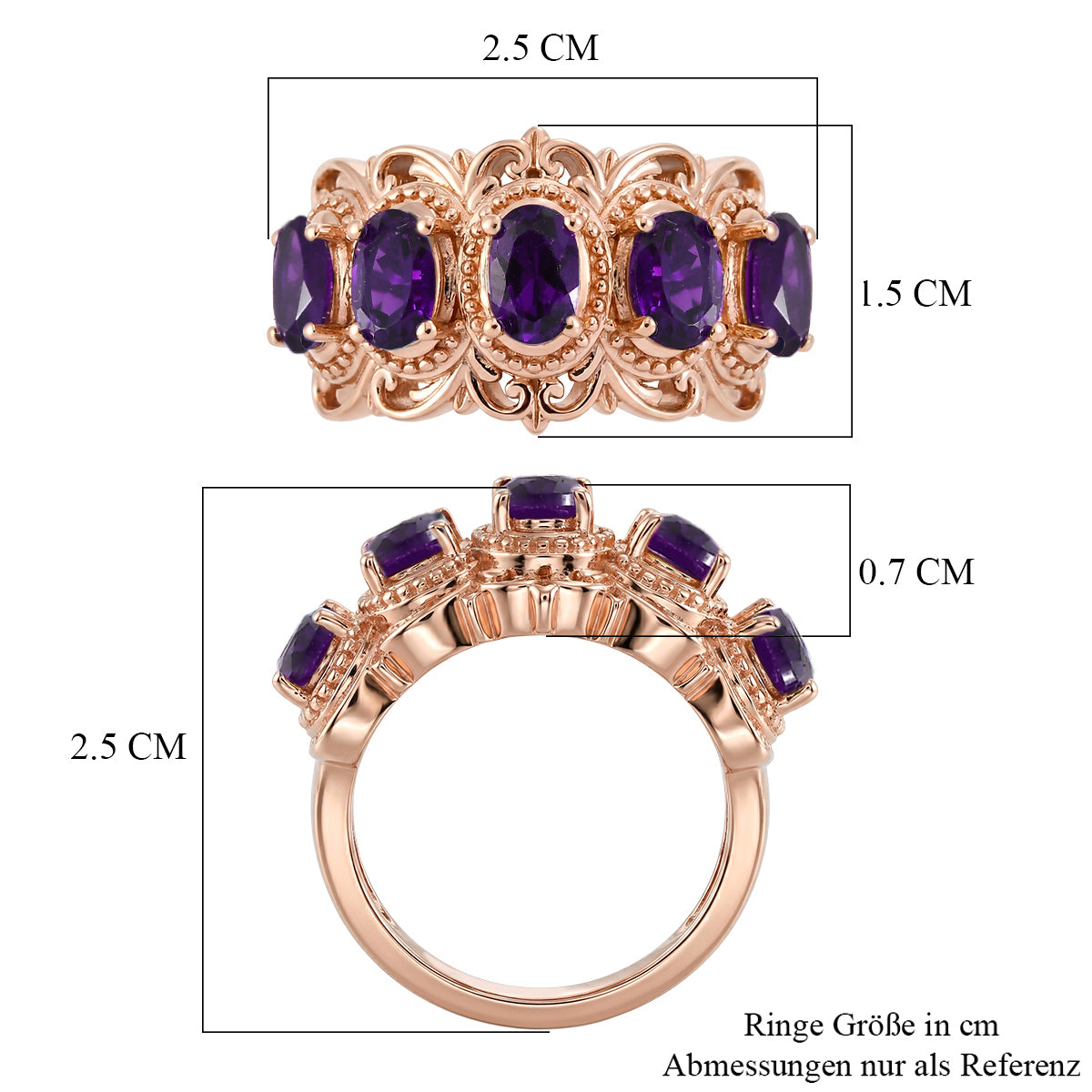 EVER TRUE Schwarzer Spinell, Mosambik Granat Ring 950 Kupfer (Größe 19.00) ca. 2,64 ct
