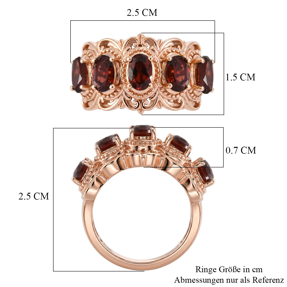 EVER TRUE Schwarzer Spinell, Mosambik Granat Ring 950 Kupfer (Größe 19.00) ca. 2,64 ct