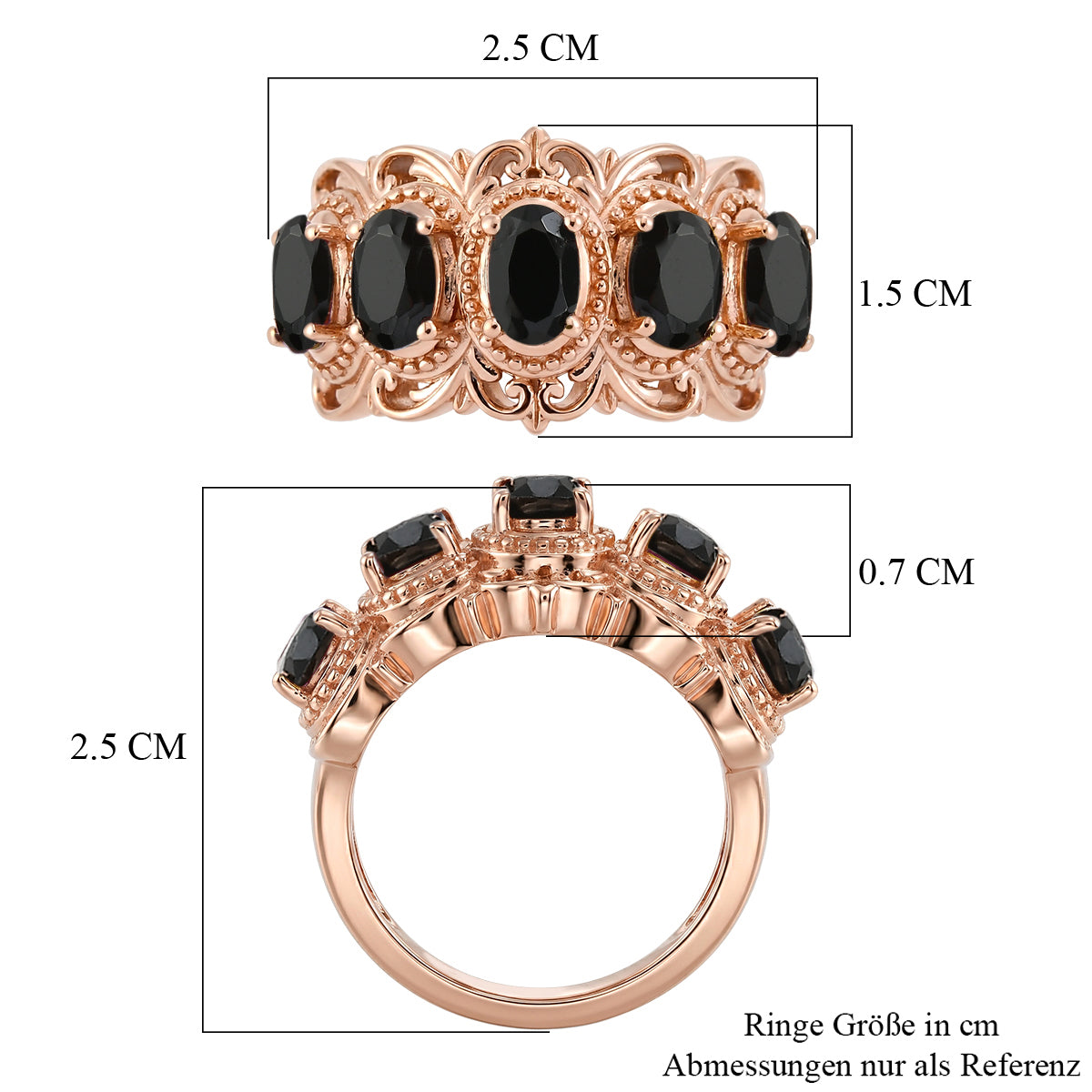 EVER TRUE Schwarzer Spinell, Mosambik Granat Ring 950 Kupfer (Größe 19.00) ca. 2,64 ct