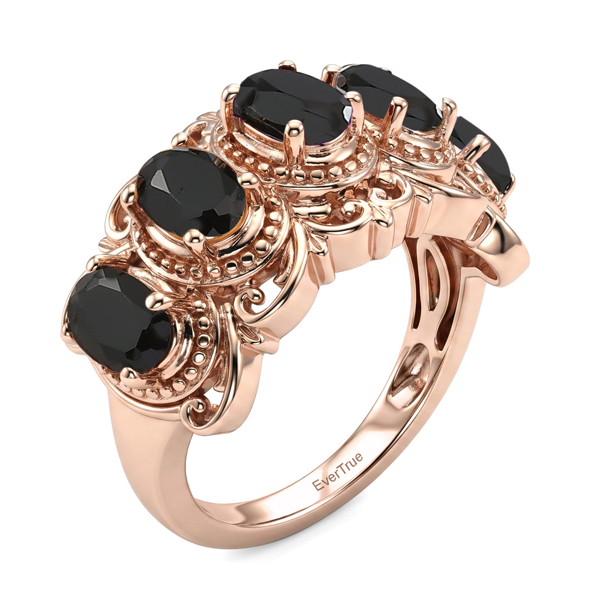 EVER TRUE Schwarzer Spinell Ring 950 Kupfer (Größe 20.00) ca. 3,01 ct