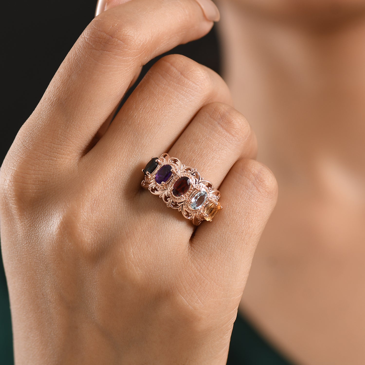EVER TRUE Schwarzer Spinell, Mosambik Granat Ring 950 Kupfer (Größe 19.00) ca. 2,64 ct