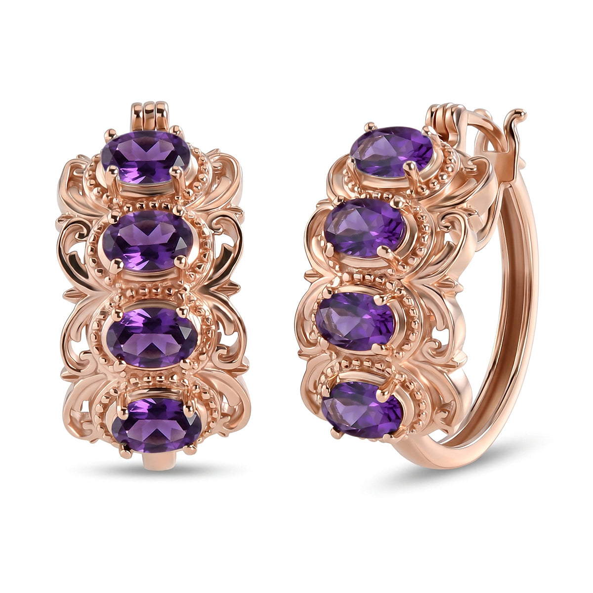 EVER TRUE Afrikanischer Amethyst Ohrringe 950 Kupfer ca. 3.54 ct