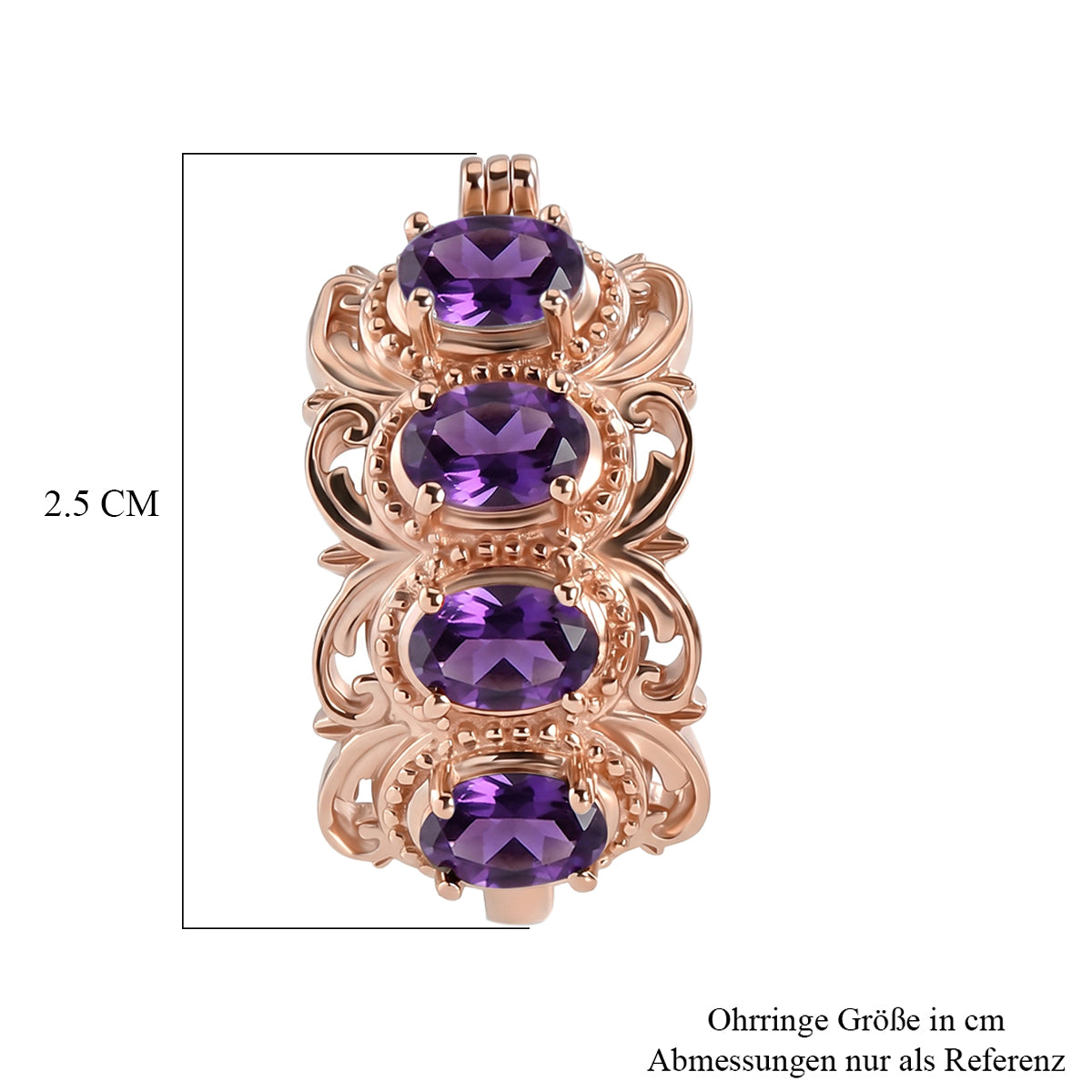 EVER TRUE Afrikanischer Amethyst Ohrringe 950 Kupfer ca. 3.54 ct
