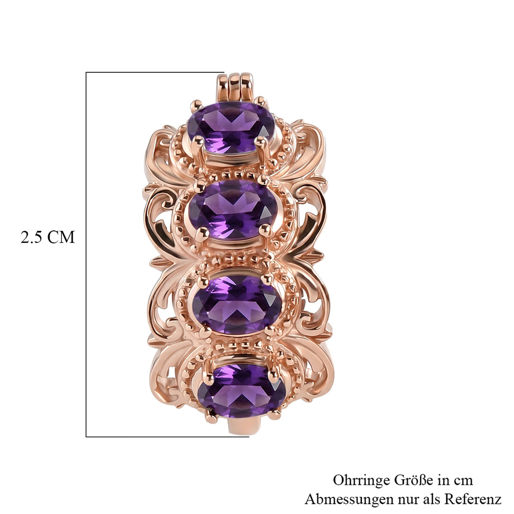 EVER TRUE Afrikanischer Amethyst Ohrringe 950 Kupfer ca. 3.54 ct