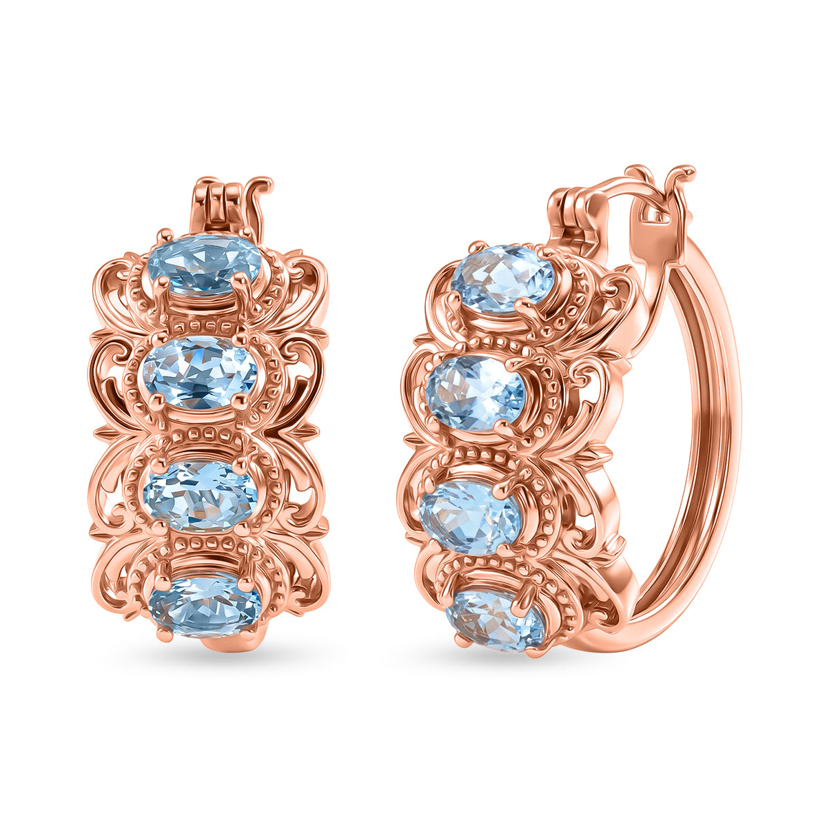 EVER TRUE Himmelblauer Topas Ohrringe 950 Kupfer ca. 4.33 ct