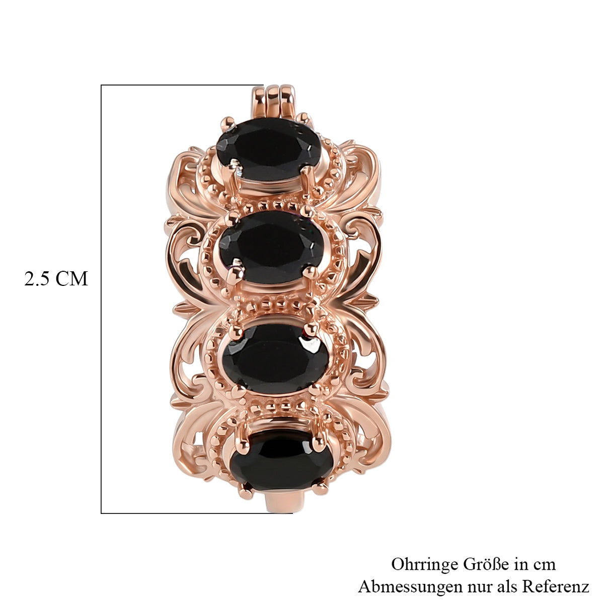 EVER TRUE Schwarzer Spinell Ohrringe 950 Kupfer ca. 4.86 ct
