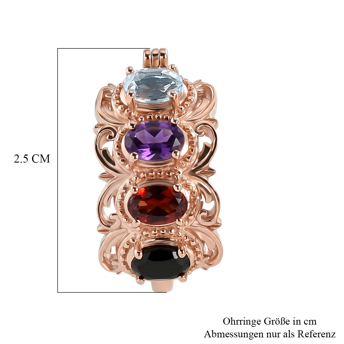 EVER TRUE Schwarzer Spinell, Mosambik Granat Ohrringe Reines Kupfer ca. 4.30 ct