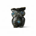 Livmore Hand carved labrodorite gemstone owl size - 6 to 6.5 cm height  colour - dark green