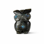 Livmore Hand carved labrodorite gemstone owl size - 6 to 6.5 cm height  colour - dark green