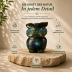 Livmore Hand carved labrodorite gemstone owl size - 6 to 6.5 cm height  colour - dark green
