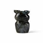Livmore Hand carved labrodorite gemstone owl size - 6 to 6.5 cm height  colour - dark green