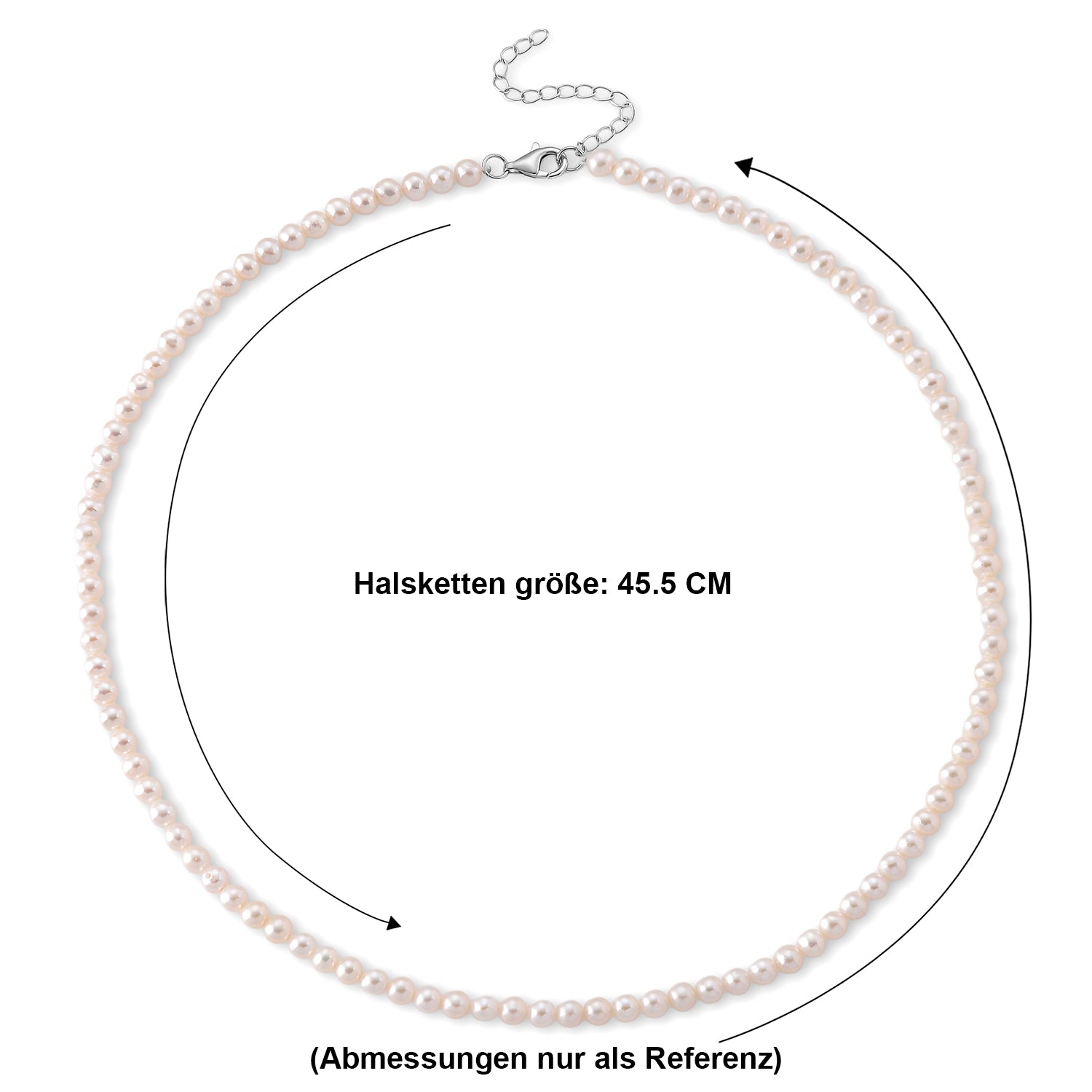 D'Joy Zhuji Akoya-Perle (4.5-5 mm) Halskette ca. Flexibles cm 925 Silber Rhodiniert