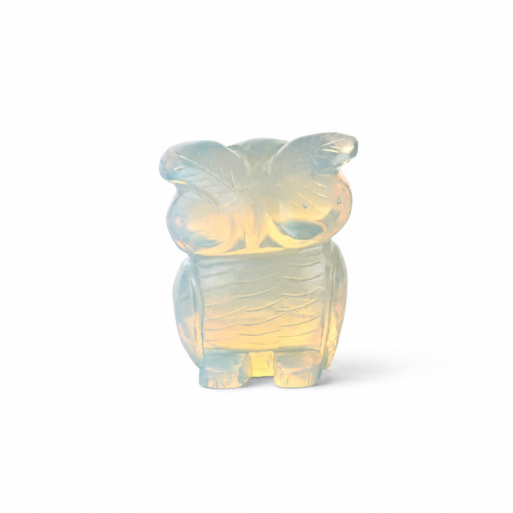 Livmore Hand carved opolite gemstone owl size - 6 to 6.5 cm height  colour - light blue