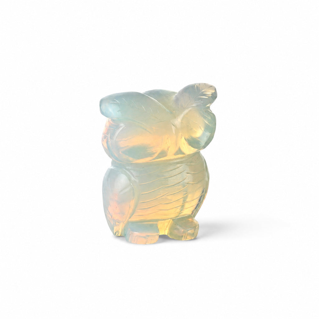 Livmore Hand carved opolite gemstone owl size - 6 to 6.5 cm height  colour - light blue