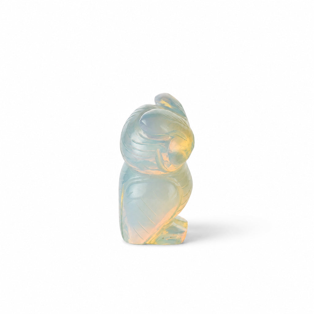 Livmore Hand carved opolite gemstone owl size - 6 to 6.5 cm height  colour - light blue