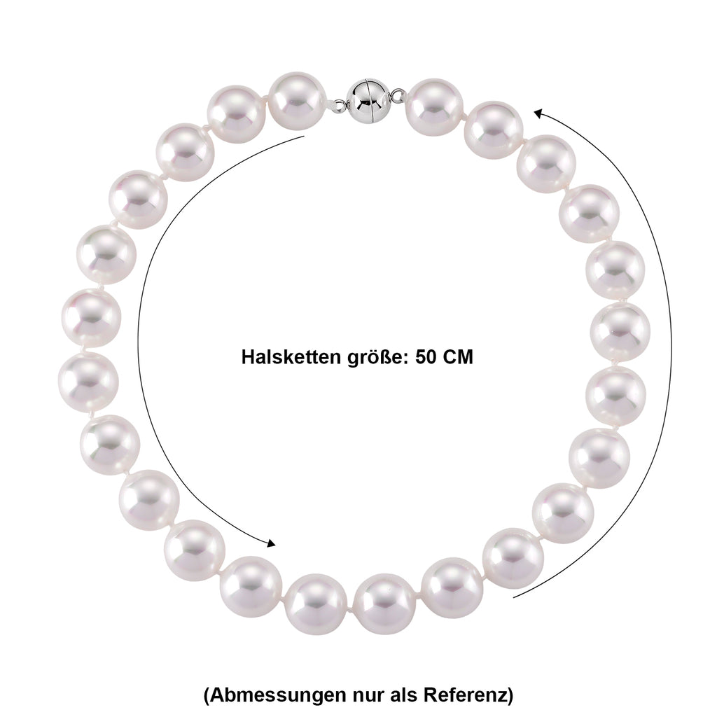 Weiße Muschelkernperle (18 mm) Halskette ca. 50 cm 316L Edelstahl 885.00 ct