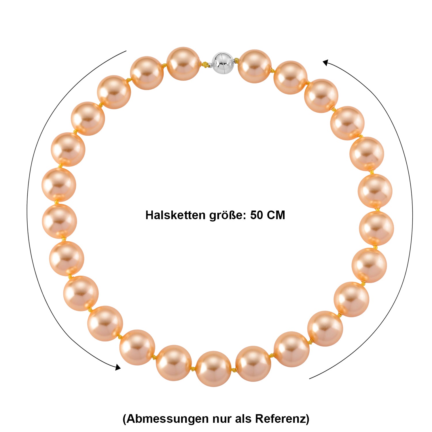 Goldene Muschelkernperle (18 mm) Halskette ca. 50 cm 316L Edelstahl 885.00 ct