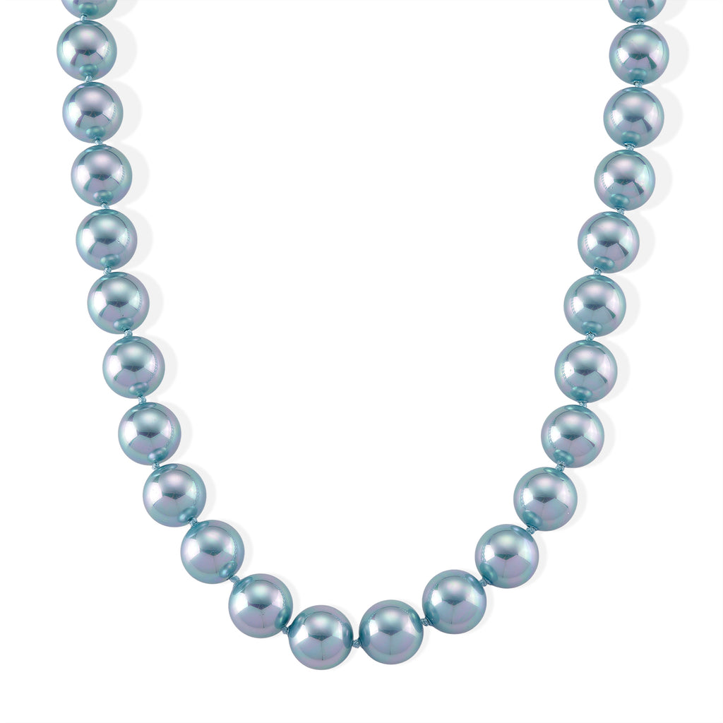 Blauer Muschelkernperle (18 mm) Halskette ca. 50 cm 316L Edelstahl