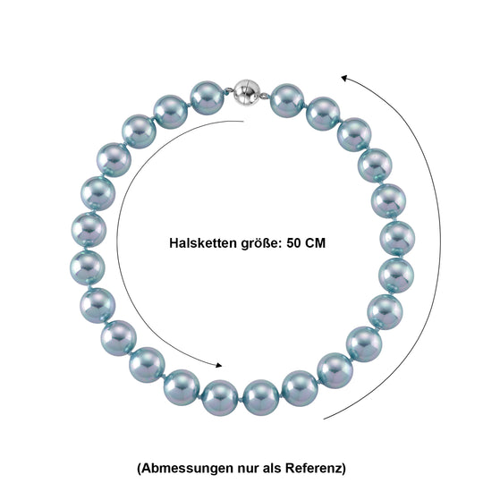 Blauer Muschelkernperle (18 mm) Halskette ca. 50 cm 316L Edelstahl