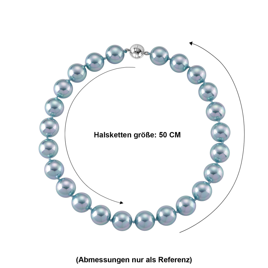 Blauer Muschelkernperle (18 mm) Halskette ca. 50 cm 316L Edelstahl