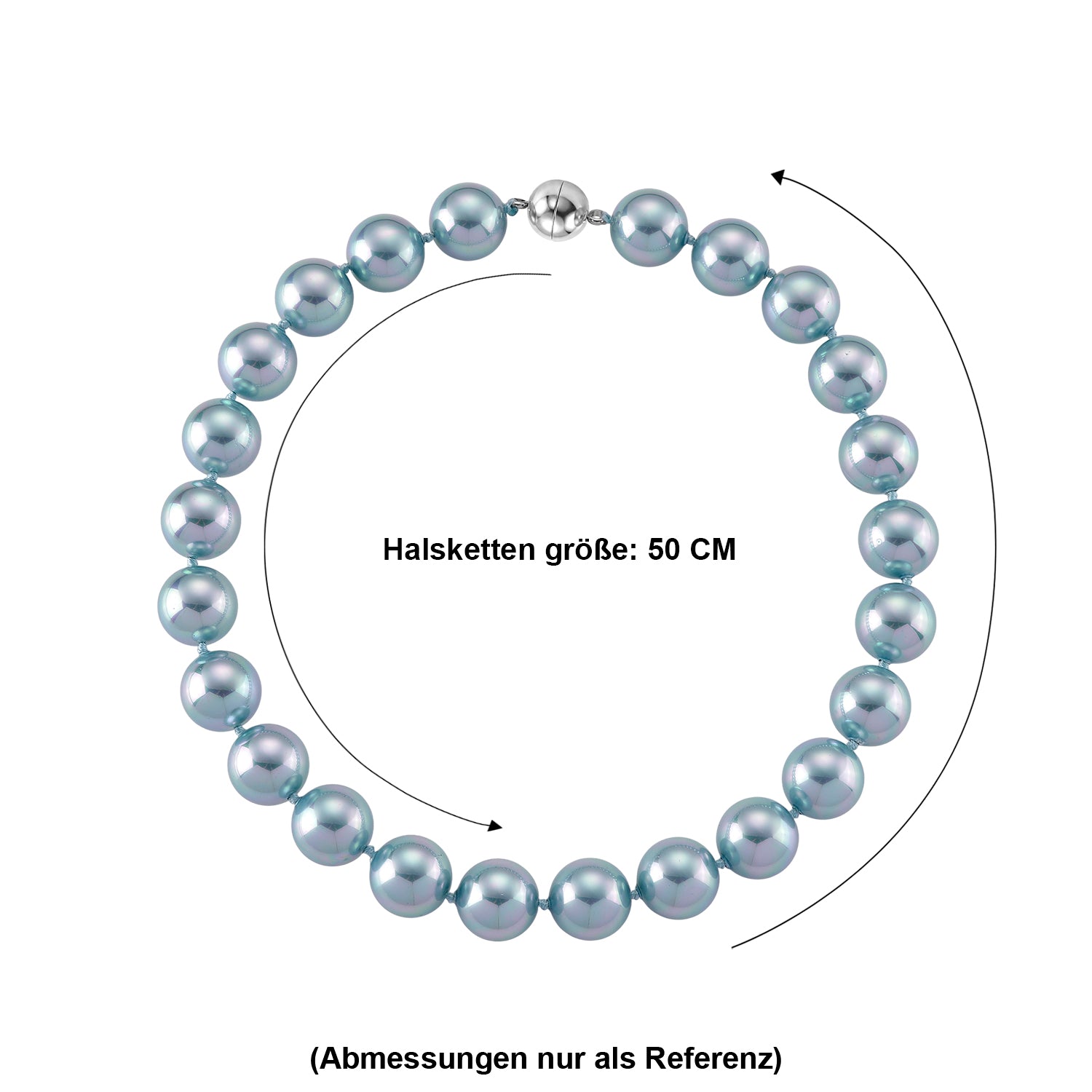 Blauer Muschelkernperle (18 mm) Halskette ca. 50 cm 316L Edelstahl