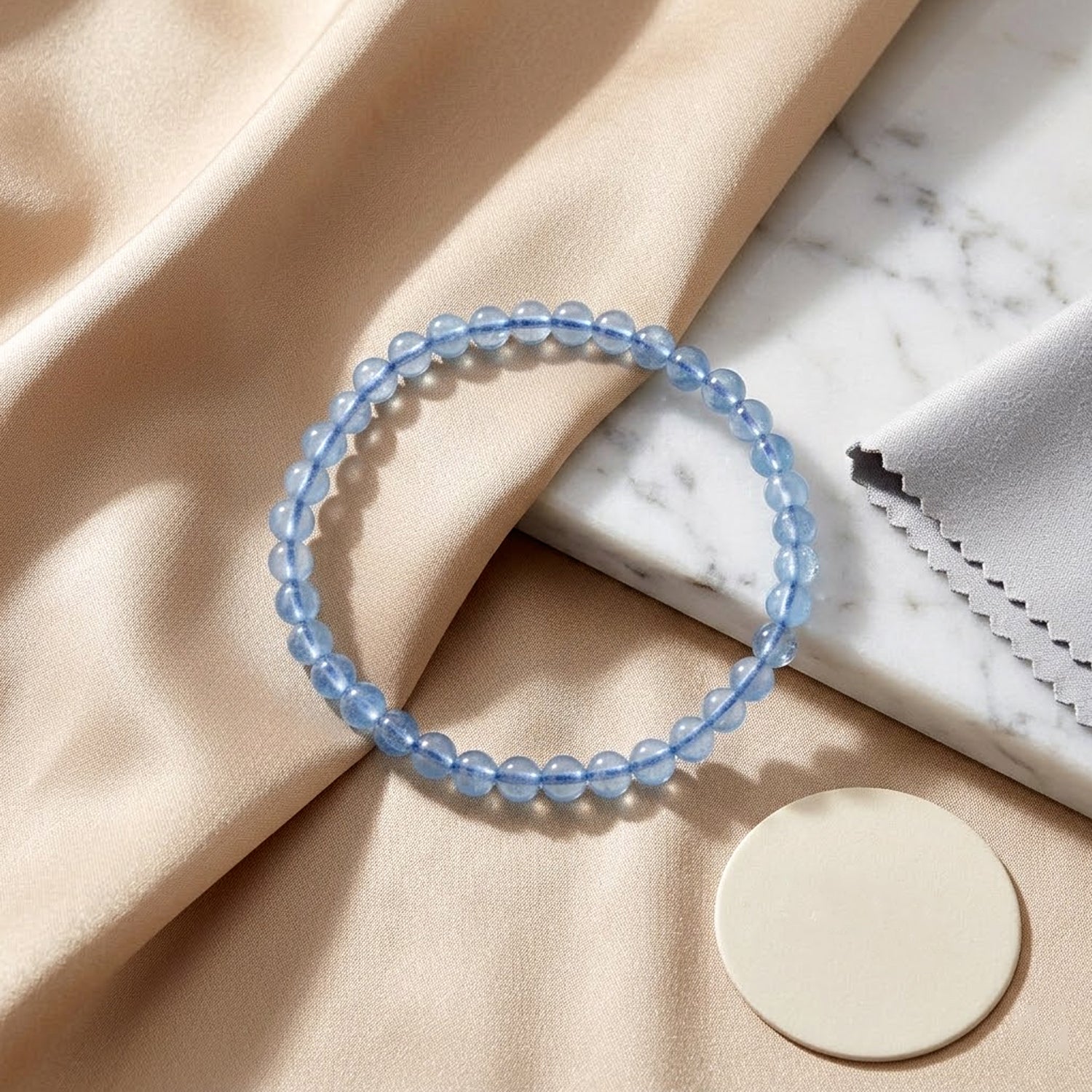 Aquamarin Armband Flexibles (ca. 18-19 cm) ca. 40.00 ct