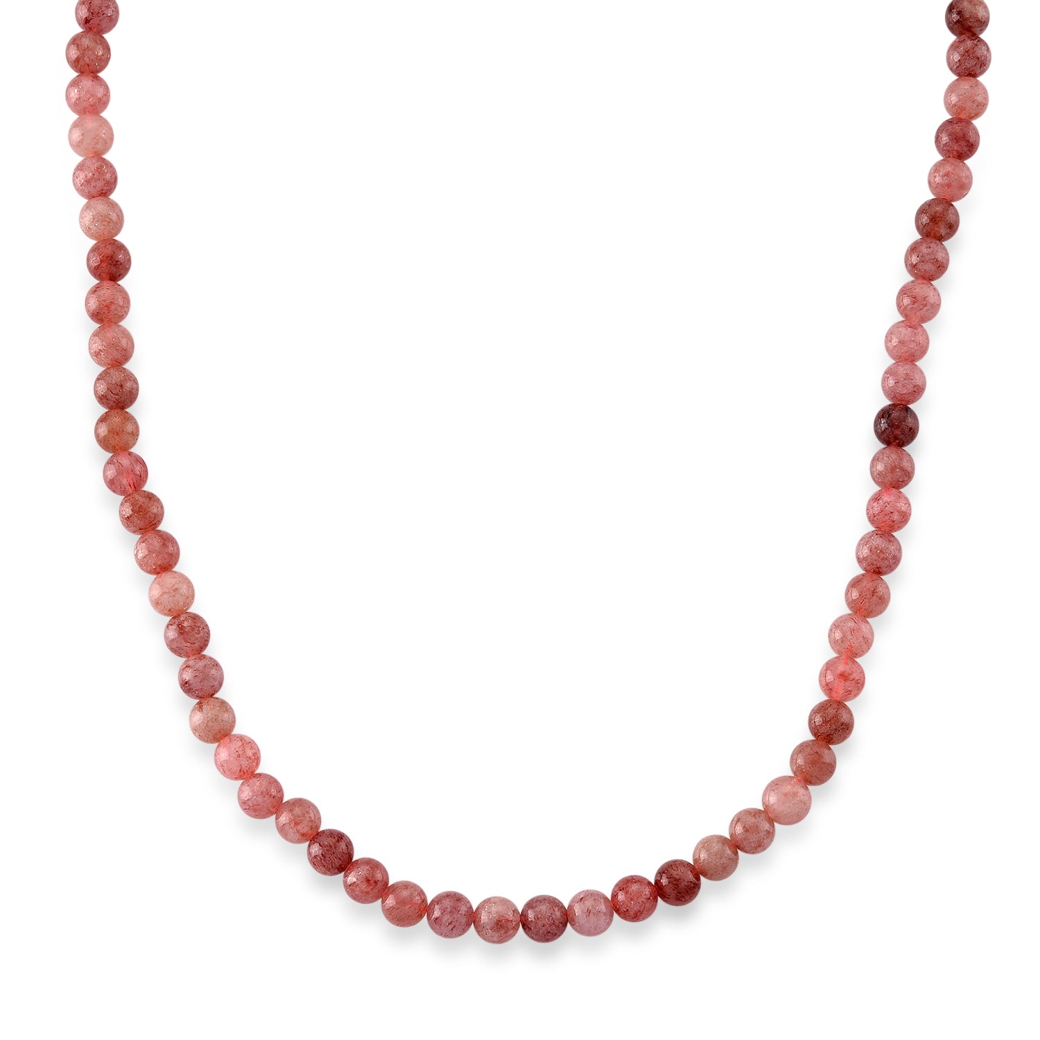 D'Joy Erdbeer Quarz Halskette, flexibel, 316L Edelstahl ca. 150.00 ct