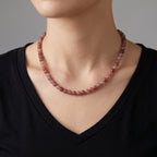 D'Joy Erdbeer Quarz Halskette, flexibel, 316L Edelstahl ca. 150.00 ct