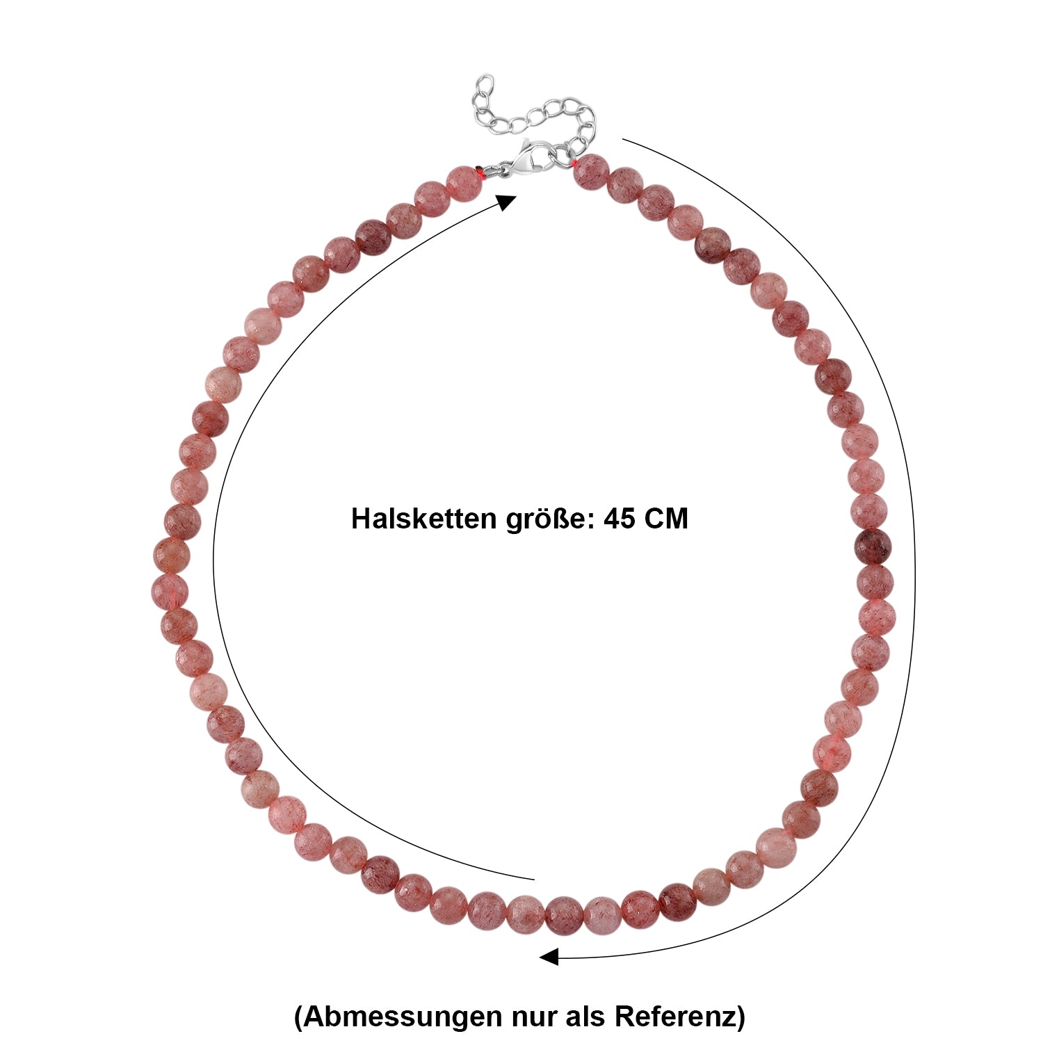 D'Joy Erdbeer Quarz Halskette, flexibel, 316L Edelstahl ca. 150.00 ct