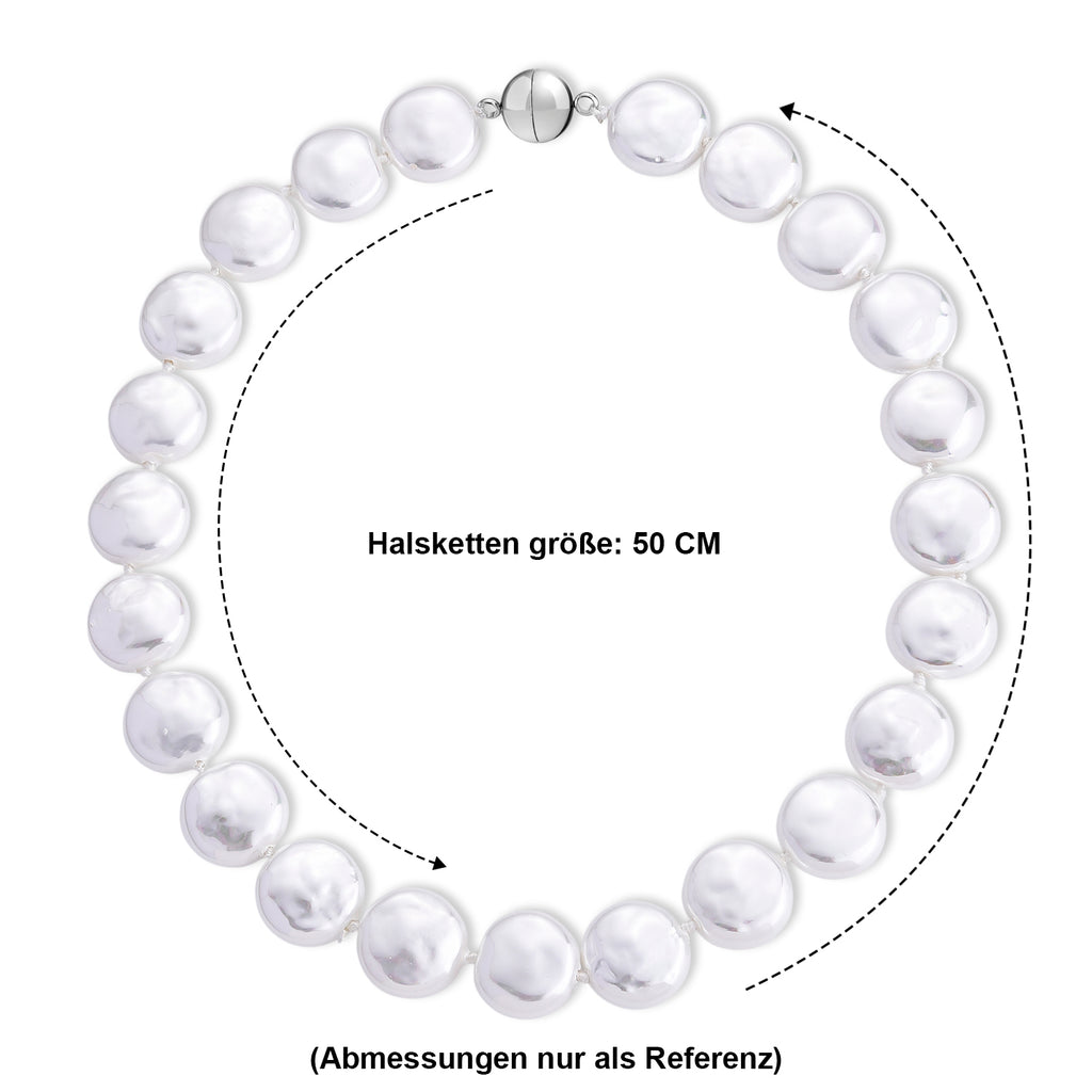 Weiße Muschelkernperle (20 mm) Halskette ca. 49.5 cm 316L Edelstahl 565.00 ct