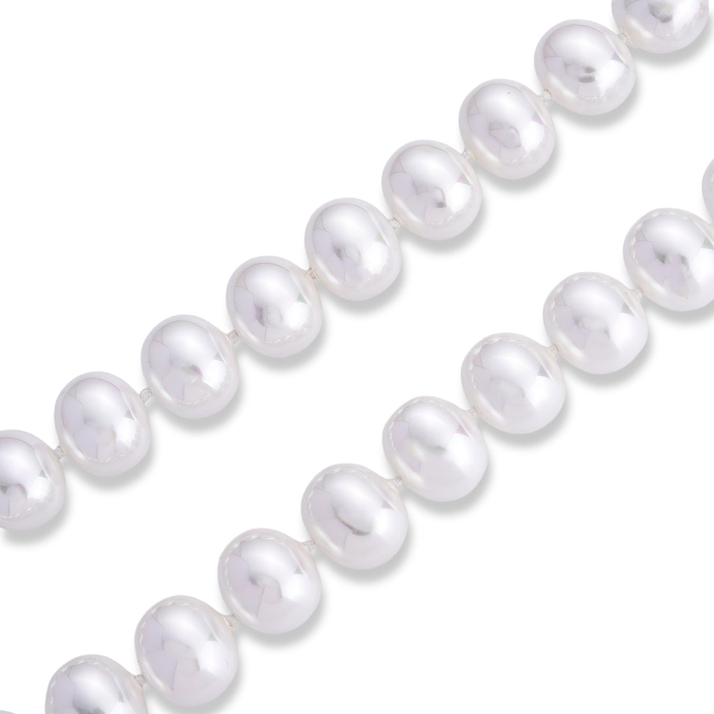 Weiße Muschelkernperle (19x16 mm) Halskette ca. 50 cm 316L Edelstahl 885.00 ct