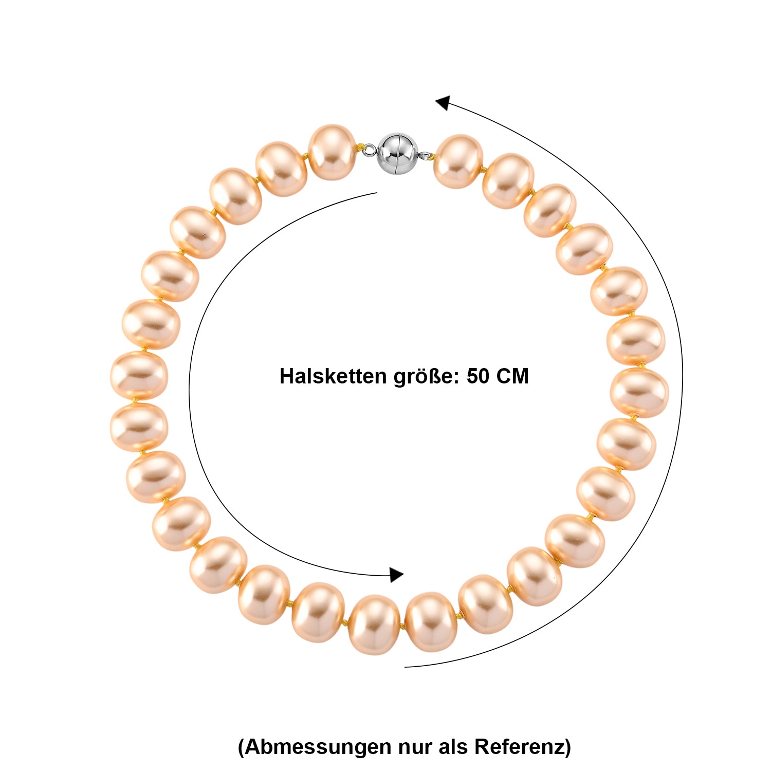 Goldene Muschelkernperle (19x16 mm) Halskette ca. 50 cm 316L Edelstahl 885.00 ct
