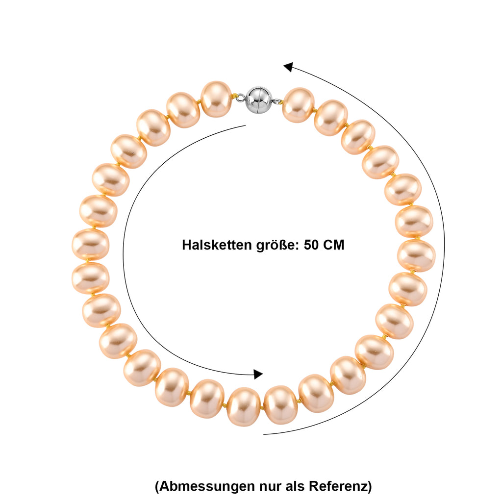 Goldene Muschelkernperle (19x16 mm) Halskette ca. 50 cm 316L Edelstahl 885.00 ct