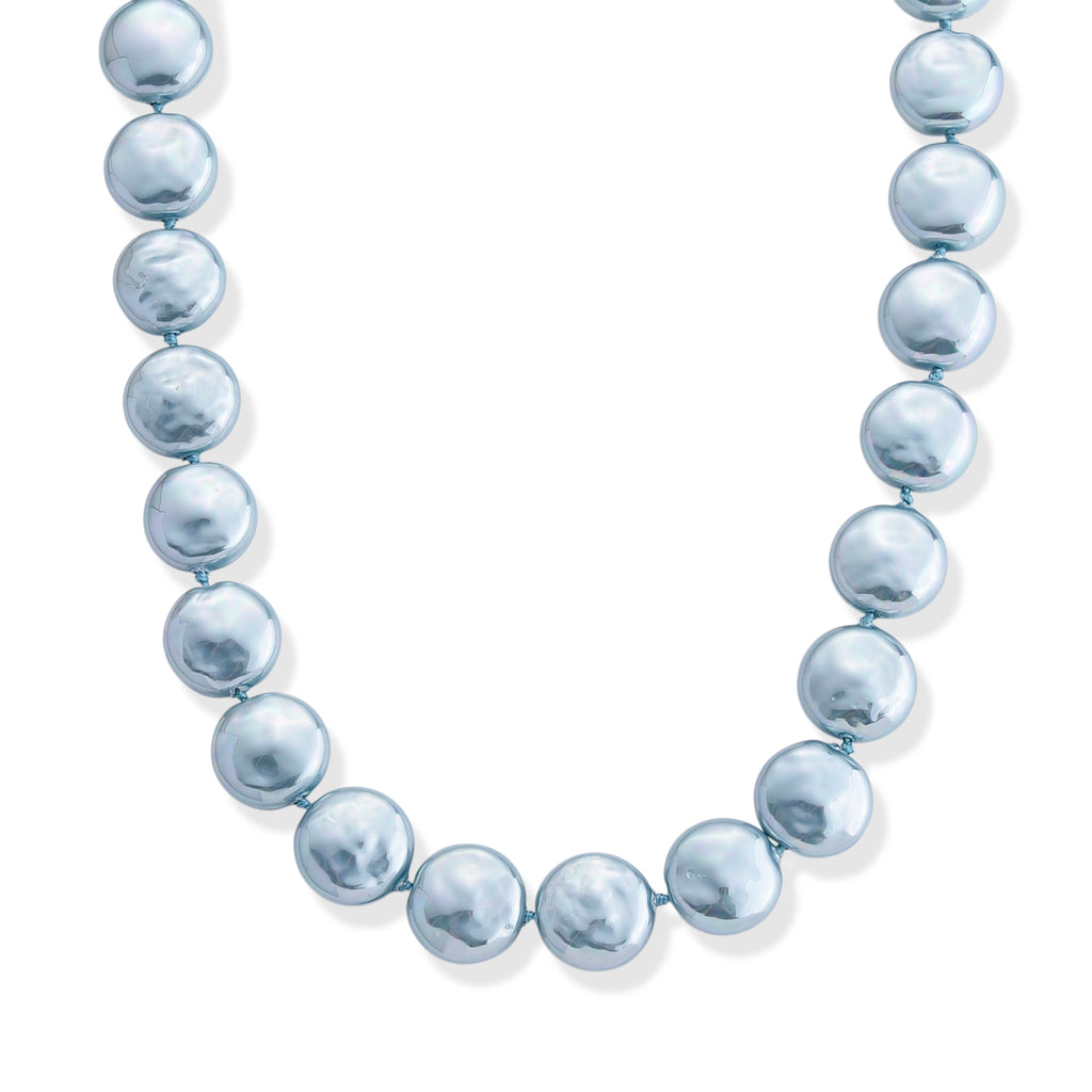Blauer Muschelkernperle (20 mm) Halskette ca. 49.5 cm 316L Edelstahl 565.00 ct