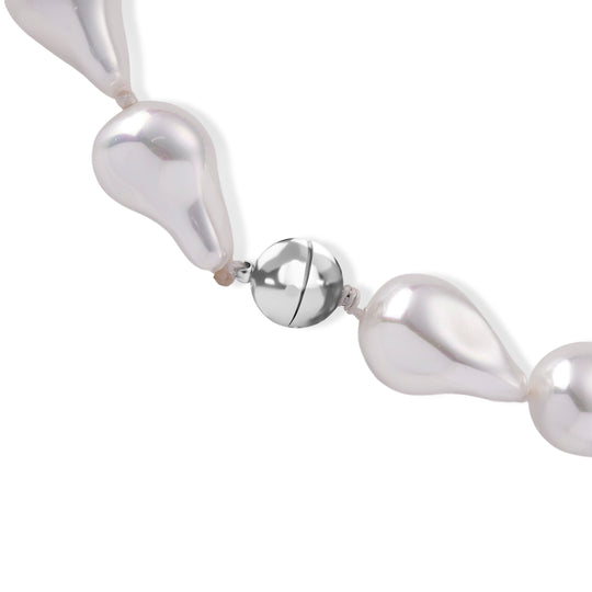 Weiße Muschelkernperle (25x25 mm) Barock-stil Halskette ca. 50 cm 316L Edelstahl 530.00 ct
