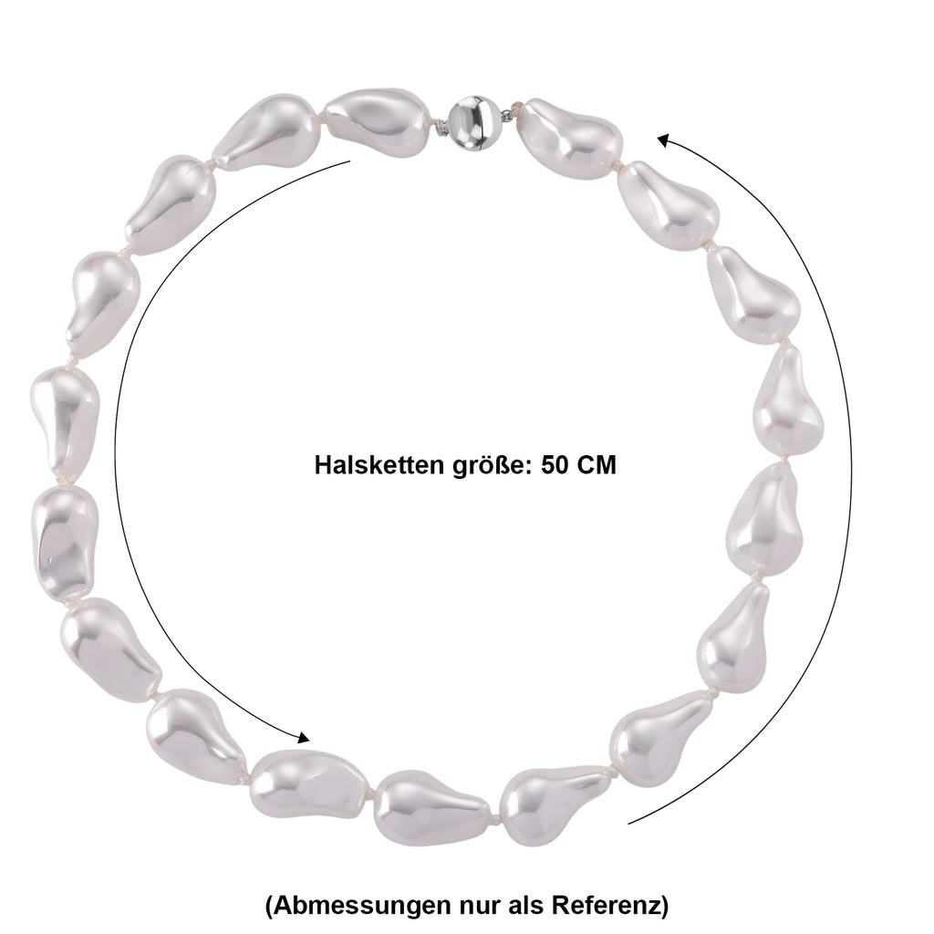 Weiße Muschelkernperle (25x25 mm) Halskette ca. 50 cm 316L Edelstahl 530.00 ct