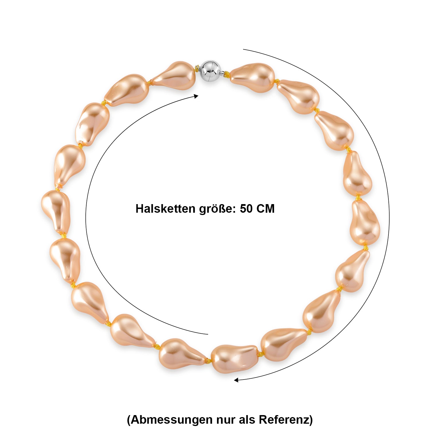 Goldene Muschelkernperle (25x25 mm) Halskette ca. 50 cm 316L Edelstahl 530.00 ct