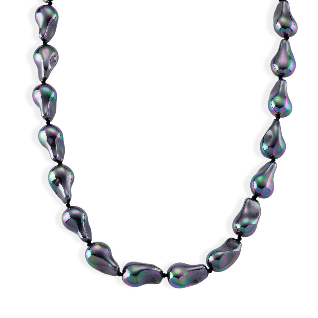 Pfaufarbene Muschelperle Halskette ca. 50 cm 316L Edelstahl 530.00 ct