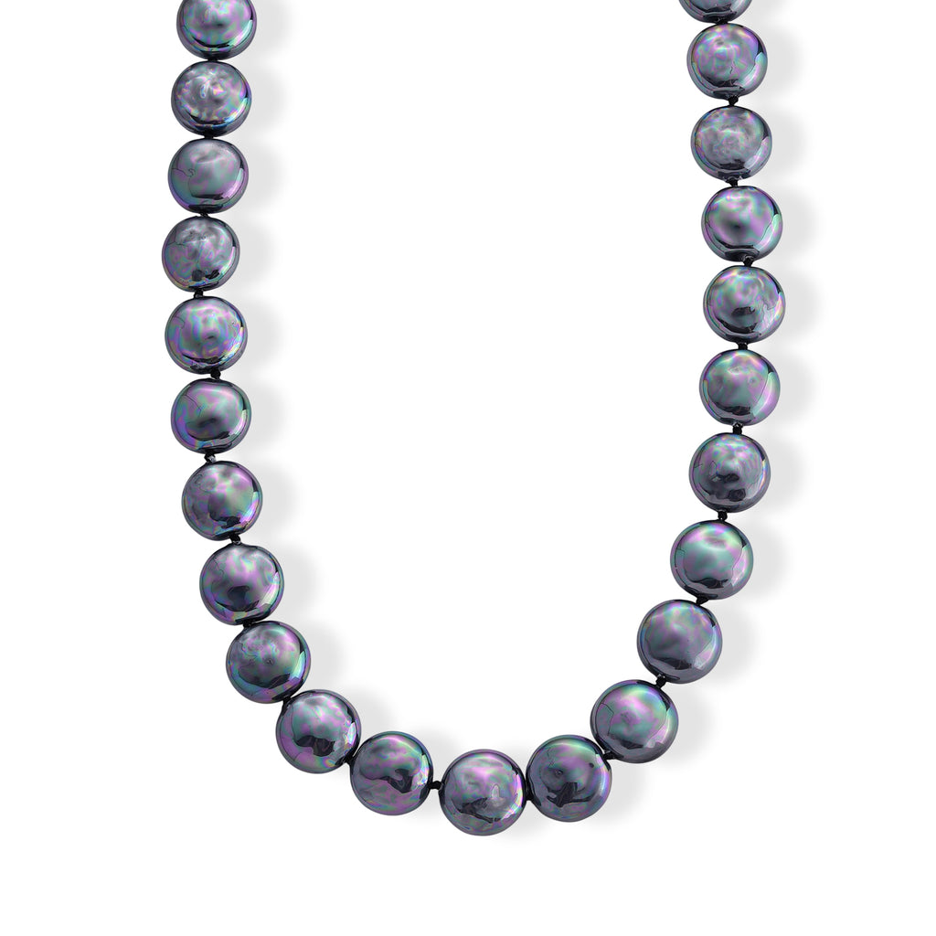 Pfaufarbene Muschelperle Halskette ca. 49.5 cm 316L Edelstahl 565.00 ct