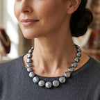 Pfaufarbene Muschelperle Halskette ca. 49.5 cm 316L Edelstahl 565.00 ct