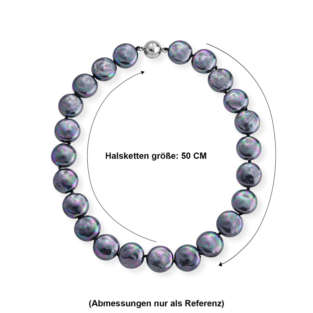 Pfaufarbene Muschelperle Halskette ca. 49.5 cm 316L Edelstahl 565.00 ct