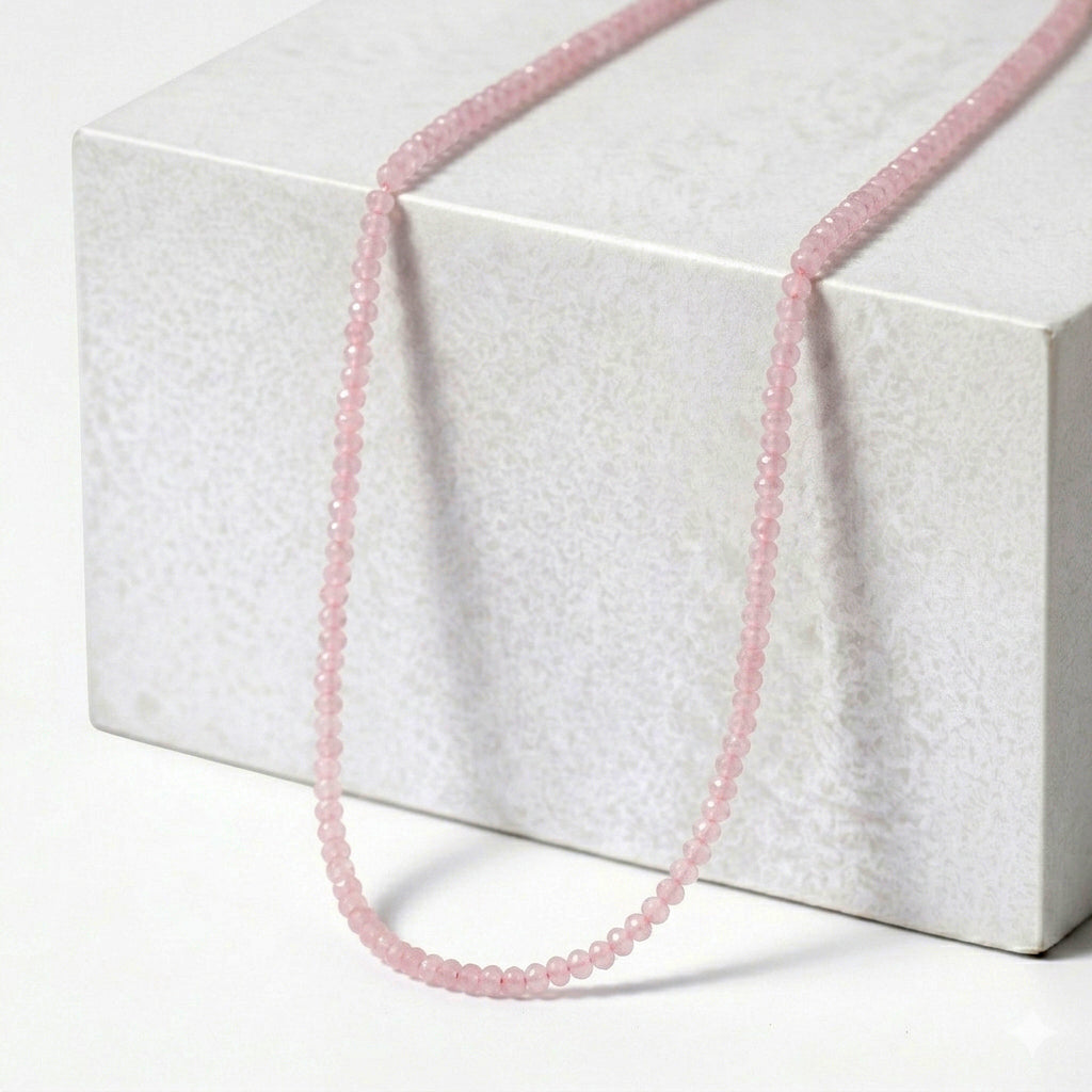 EXTREM SELTEN Rosa Jade Halskette ca. Flexibles cm 925 Silber Rhodiniert ca. 130.00 ct