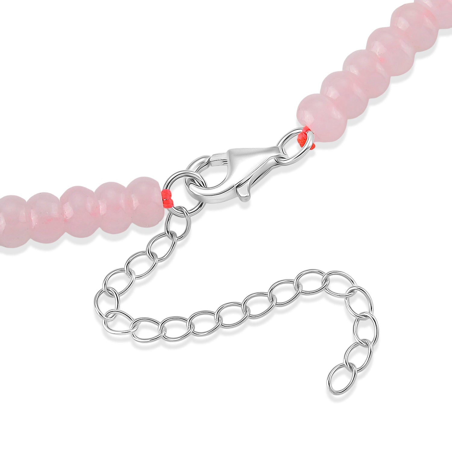 EXTREM SELTEN Rosa Jade Halskette ca. Flexibles cm 925 Silber Rhodiniert ca. 130.00 ct