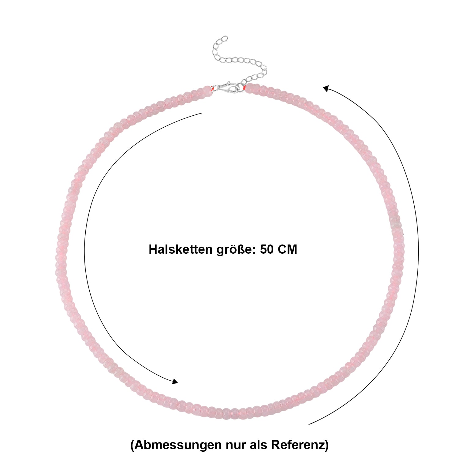 EXTREM SELTEN Rosa Jade Halskette ca. Flexibles cm 925 Silber Rhodiniert ca. 130.00 ct