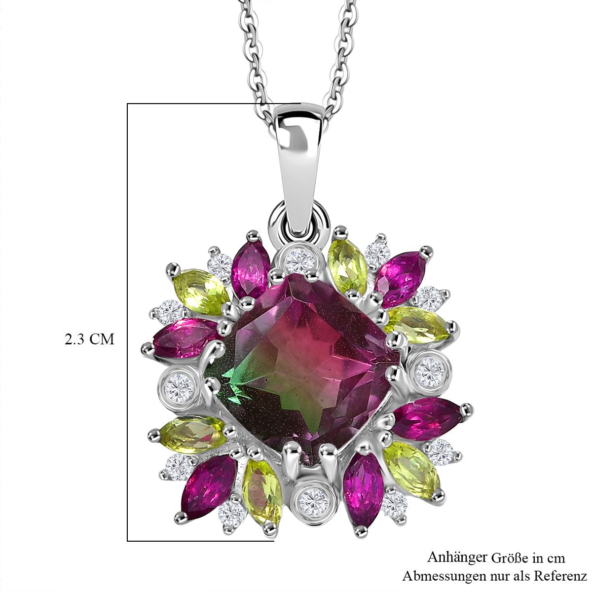D'Joy Wassermelonen Quarz Triplett, Rhodolith Granat, Peridot und Zirkon Schmuckset