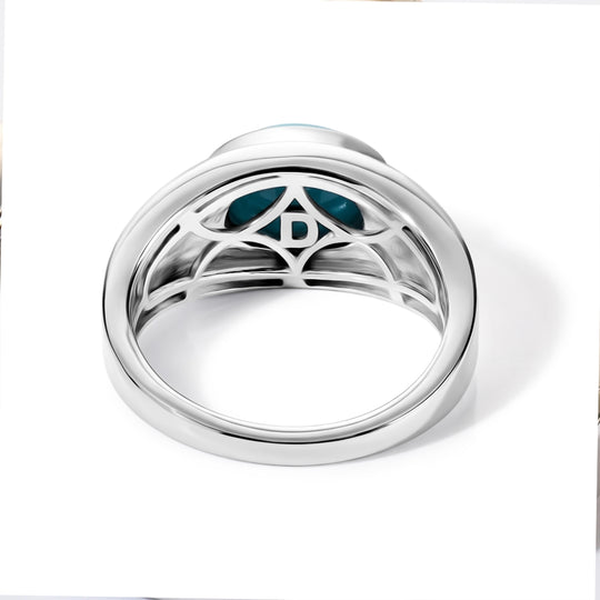 D'Joy AA Sleeping Beauty Türkis Ring 925 Silber Rhodiniert und 750 Gelbgold Vermeil (Größe 18.00) ca. 1,74 ct