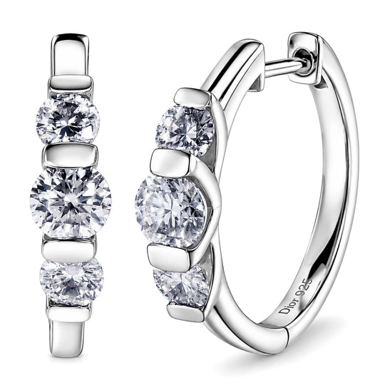 D'Joy Moissanit Ohrringe 925 Silber Platiniert ca. 1.86 ct