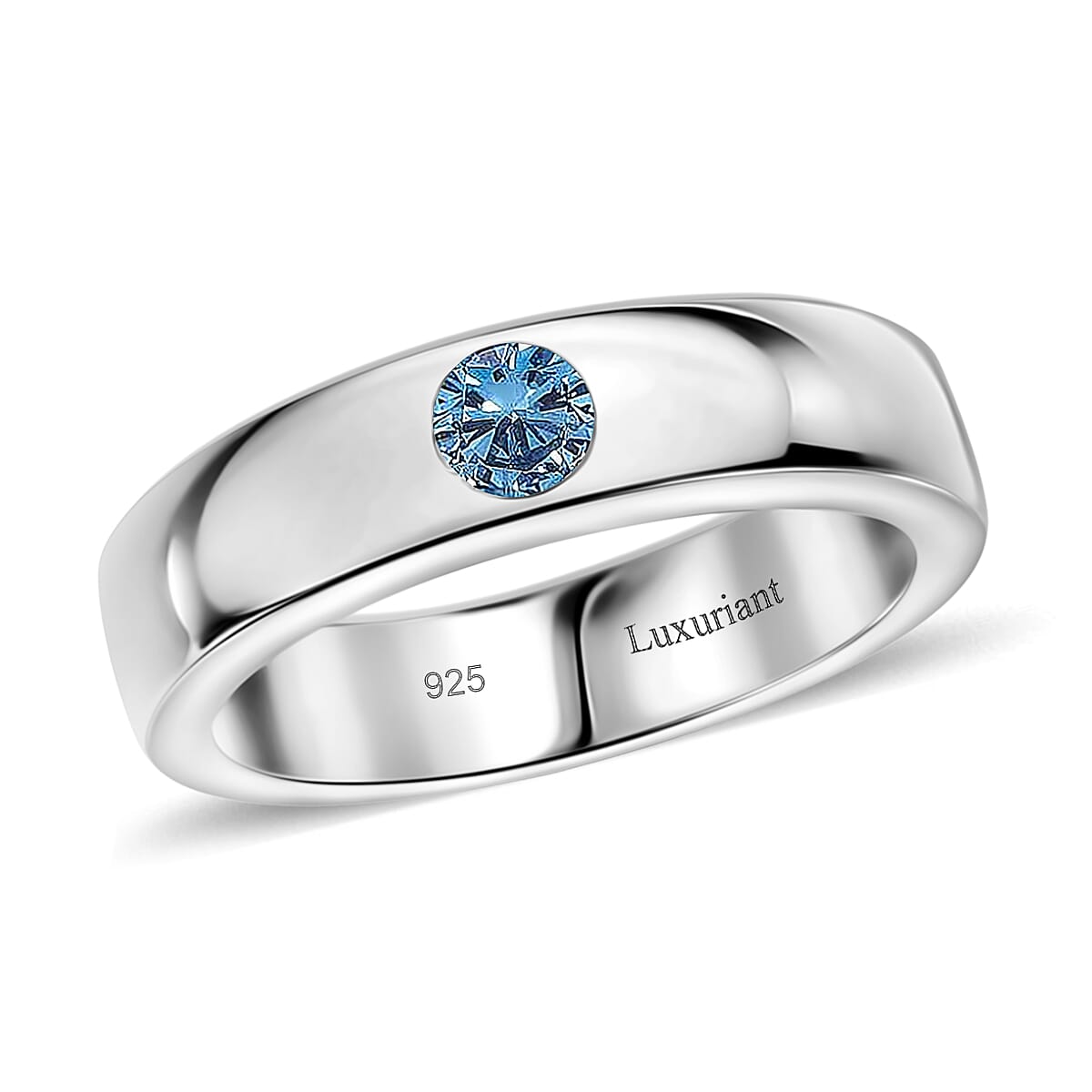 LUXURIANT DIAMOND - Lab Grown Blauer Diamant VS Ring 925 Silber Rhodiniert (Größe 19.00) ca. 0.25 ct