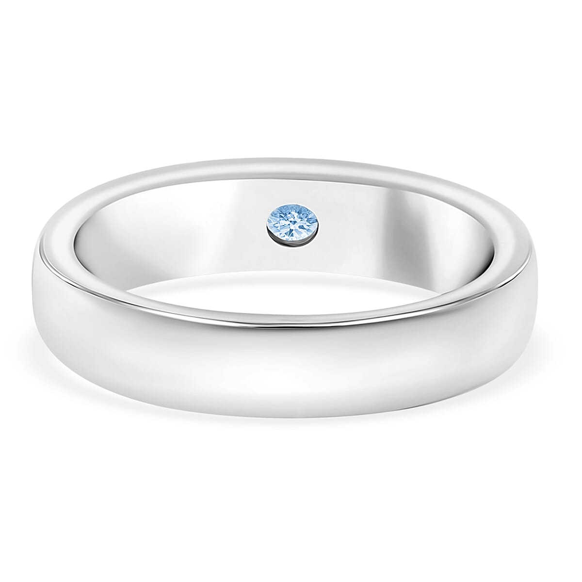 LUXURIANT DIAMOND - Lab Grown Blauer Diamant VS Ring 925 Silber Rhodiniert (Größe 19.00) ca. 0.25 ct