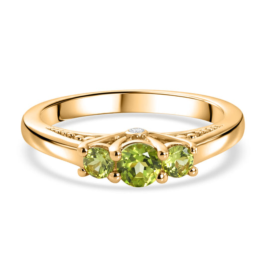 D'Joy Peridot Natürlicher Ring 925 Silber 750 Vergoldet (Größe 17.00) ca. 0.58 ct